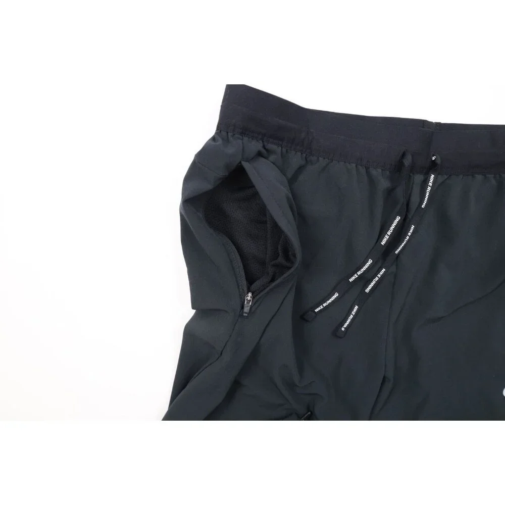 Nike Running Mens Medium Reflective Swoosh Tapered Leg Stretch Pants Black - Picture 8 of 14